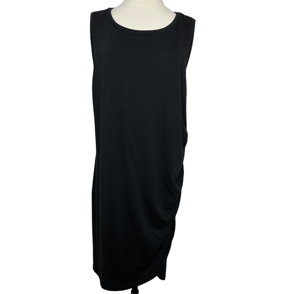 Leith 3X Dress Black Knit Tank Plus Size Dress Ruched Side Sleeveless Sheath B08 - Picture 1 of 8